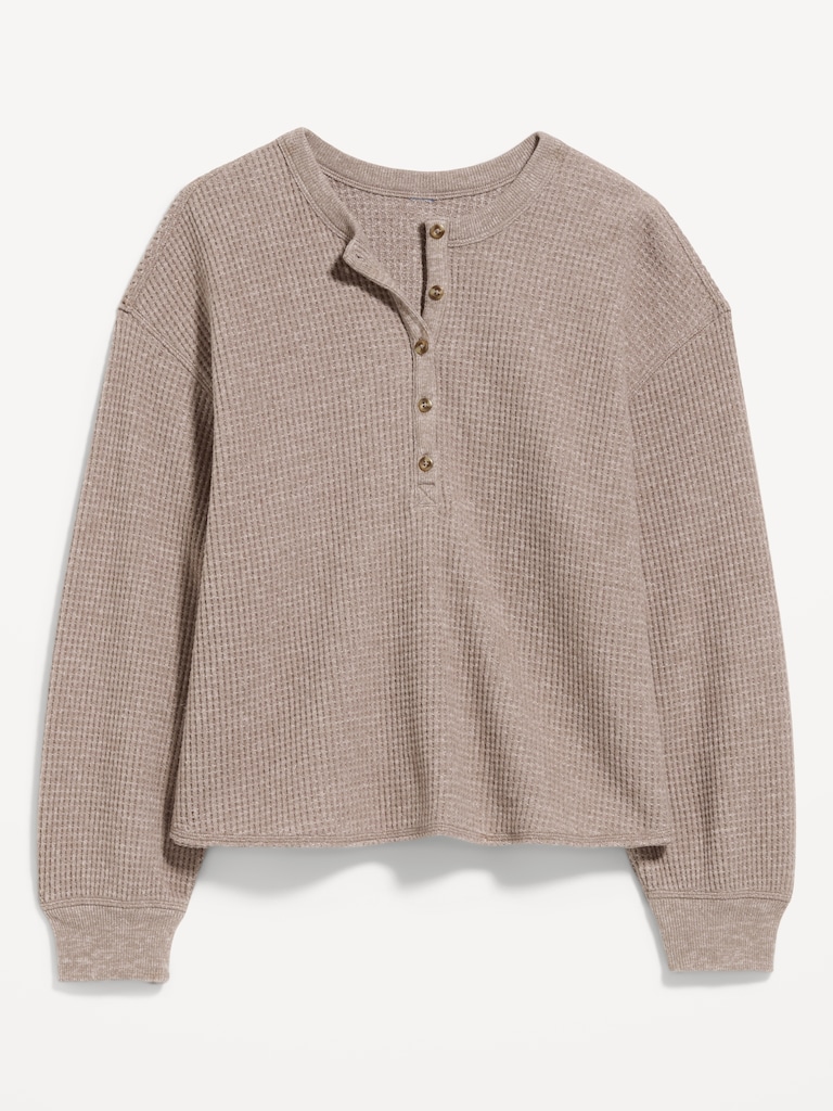 Long-Sleeve Crew-Neck Henley T-Shirt