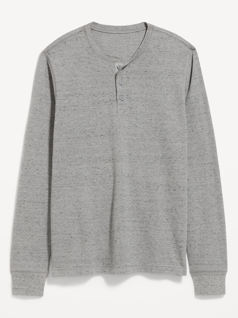 Long-Sleeve Waffle Henley T-Shirt