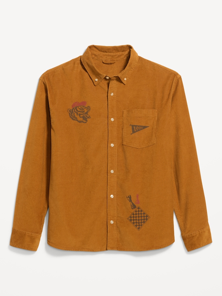 Chemise ample en velours côtelé à manches longues