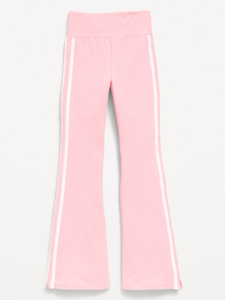 High-Waisted Side Striped Flared Leggings for Girls