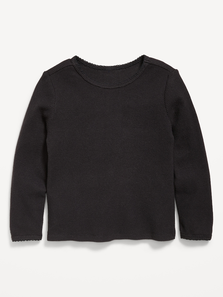 Long-Sleeve Waffle Knit T-Shirt for Toddler Girls