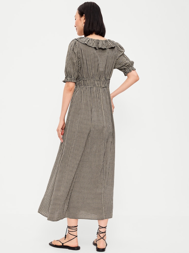 Ruffle-Trim Boho Maxi Dress