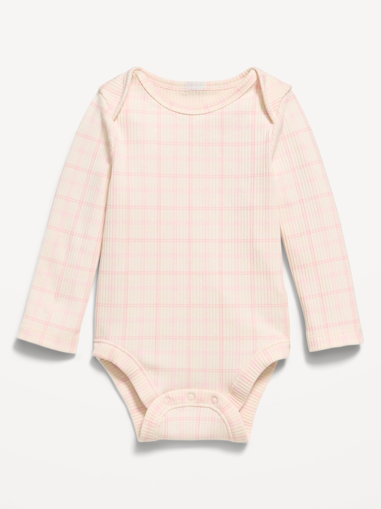 Printed Long-Sleeve Ribbed Bodysuit for Baby