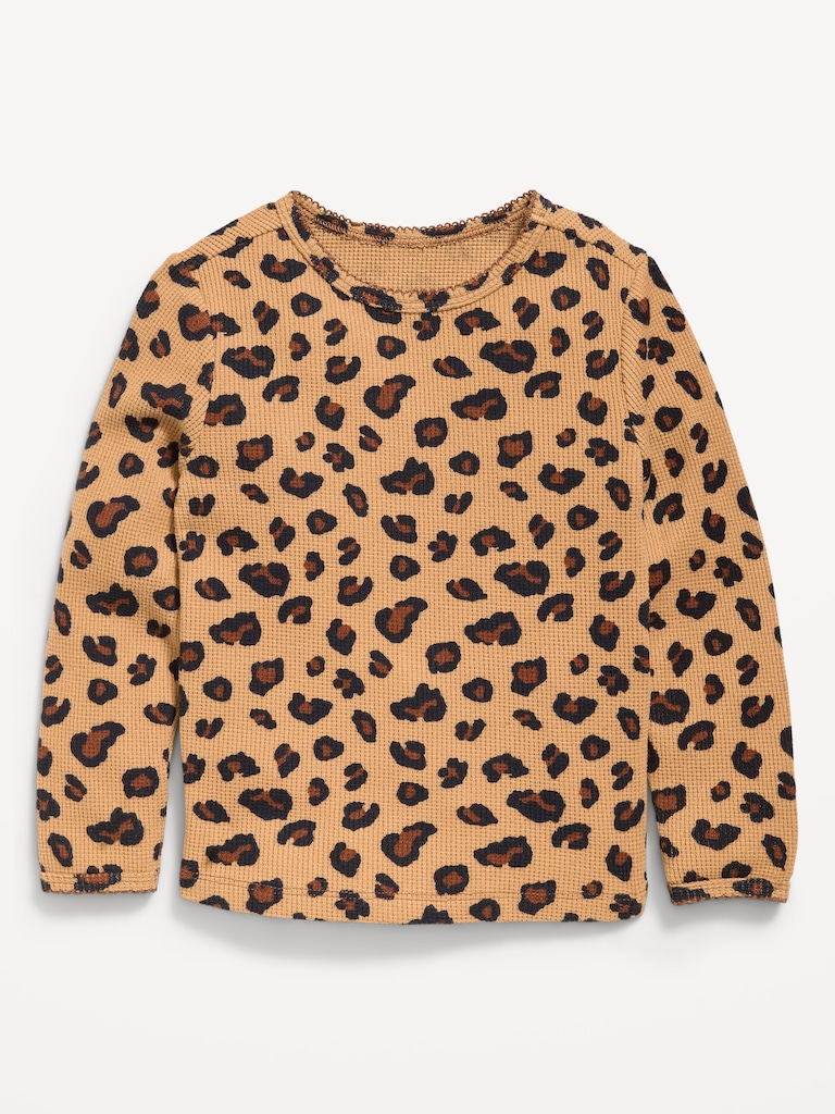 Long-Sleeve Waffle Knit T-Shirt for Toddler Girls