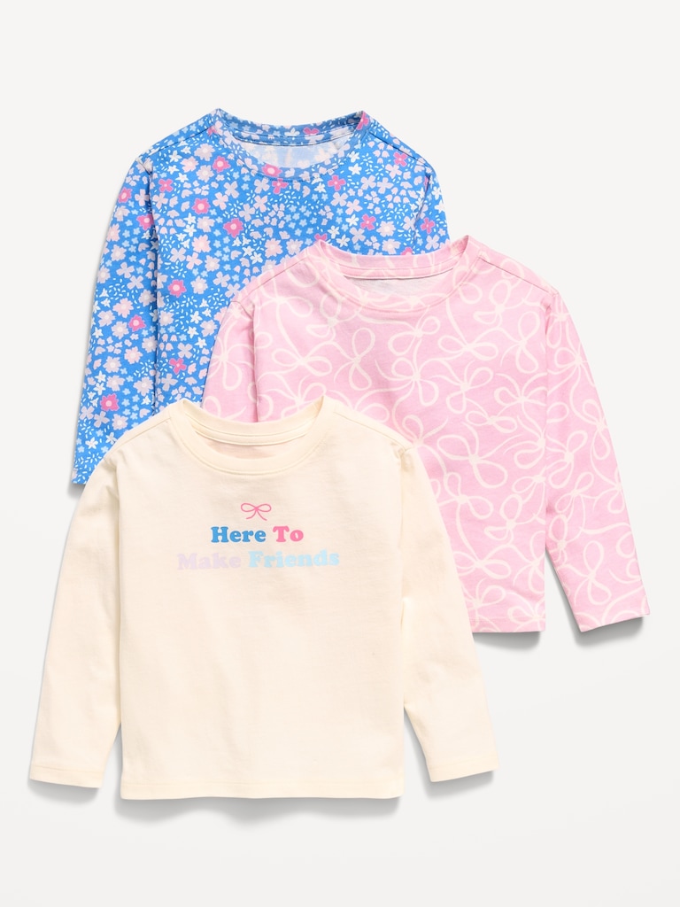 Long-Sleeve T-Shirt 3-Pack for Toddler Girls