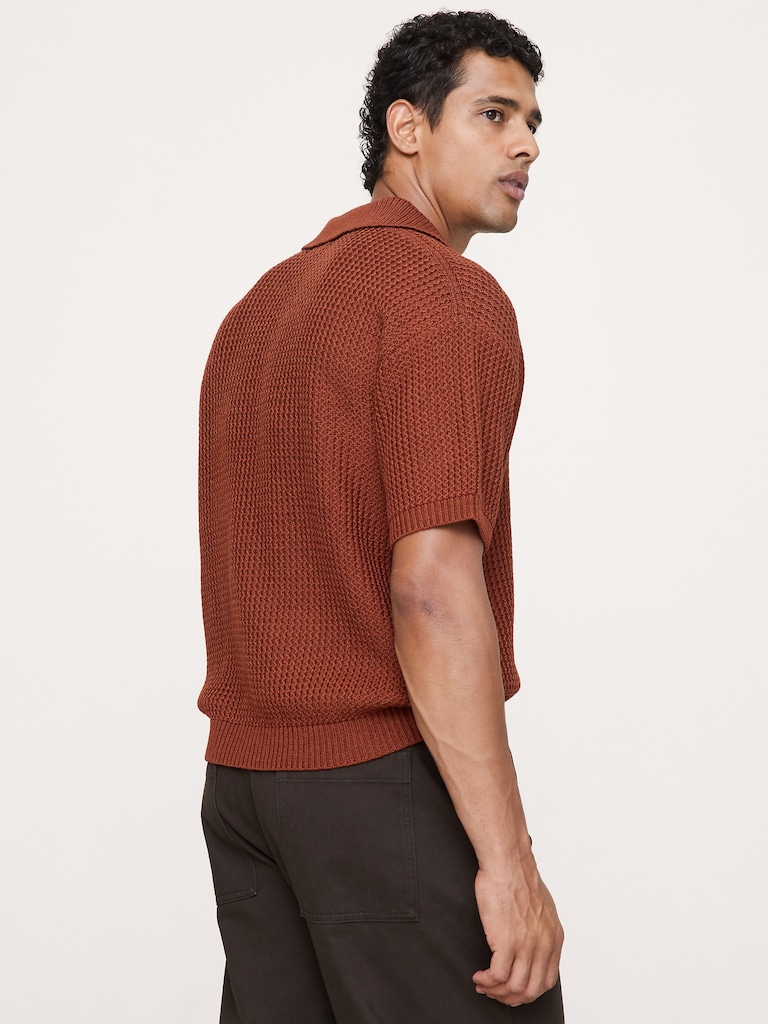 Cotton Zig-Zag Sweater Polo
