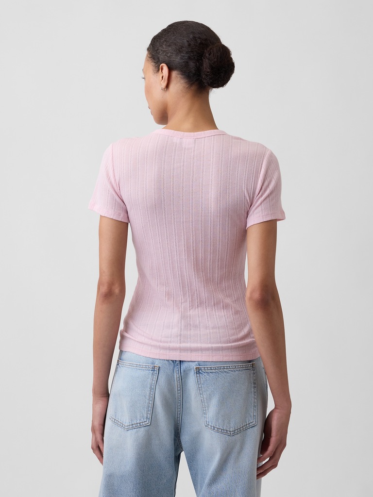 Essential Ribbed Pointelle Crewneck T-Shirt