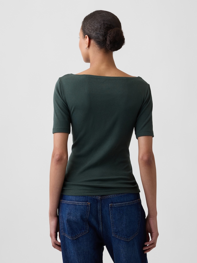Modern Ribbed Boatneck Top