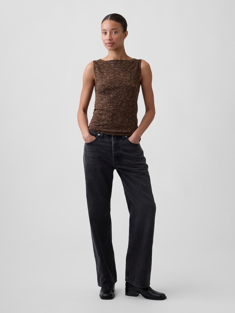 Sleeveless Boatneck Tank Top