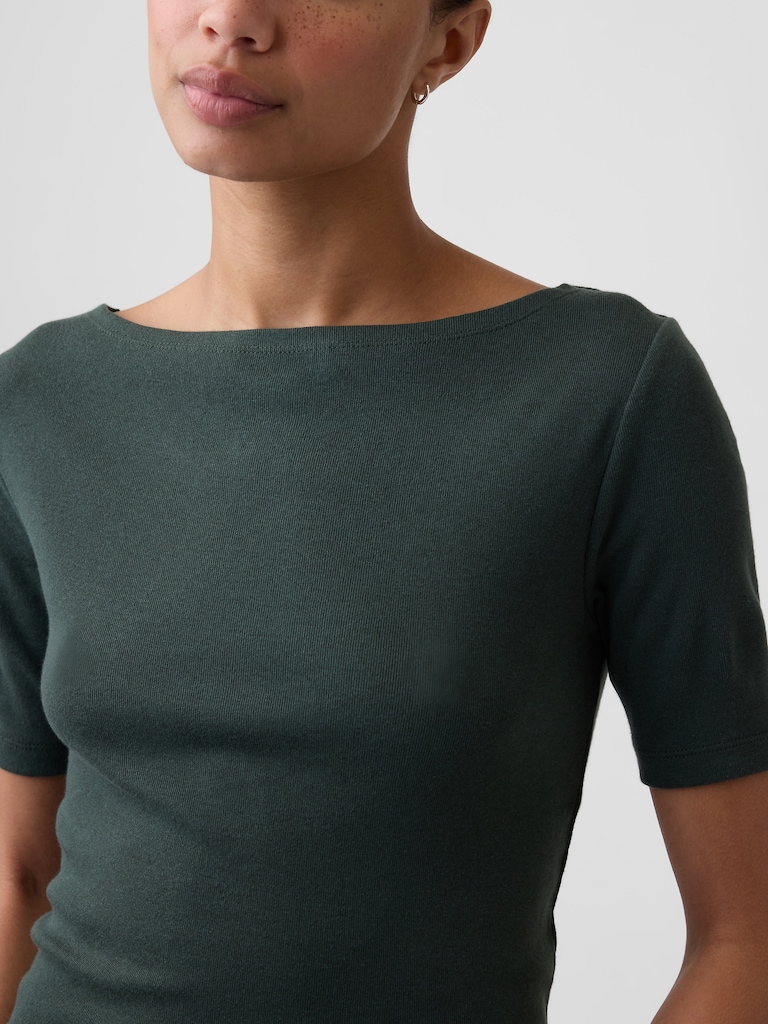 Modern Ribbed Boatneck Top