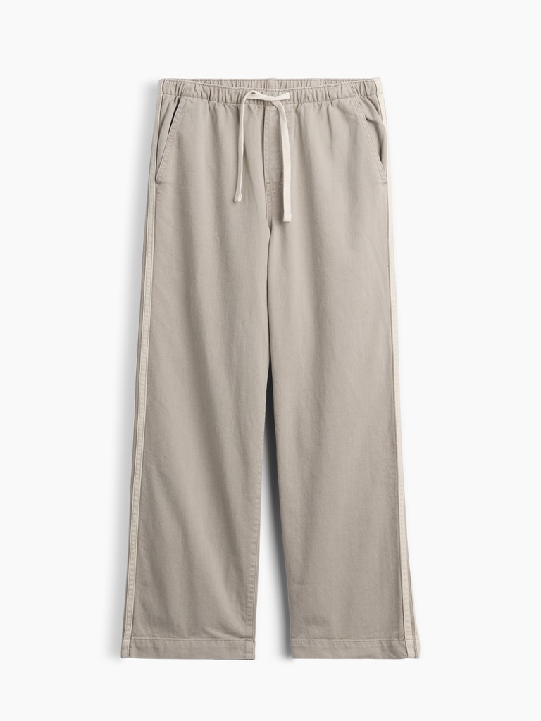 High Rise Pull-On Track-Stripe Wide-Leg Jeans