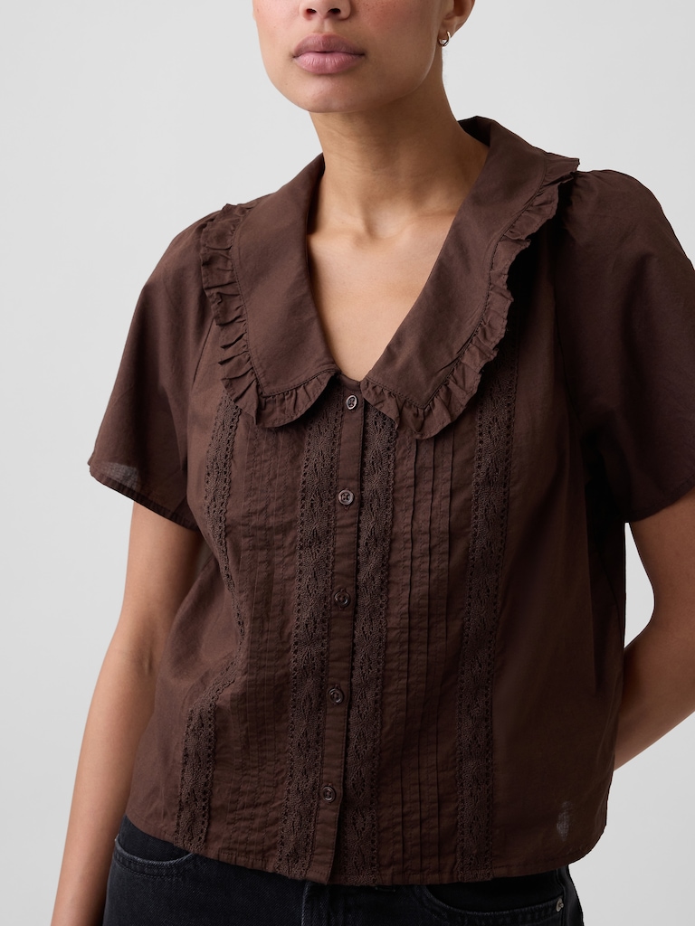 Relaxed Lace-Trim Top