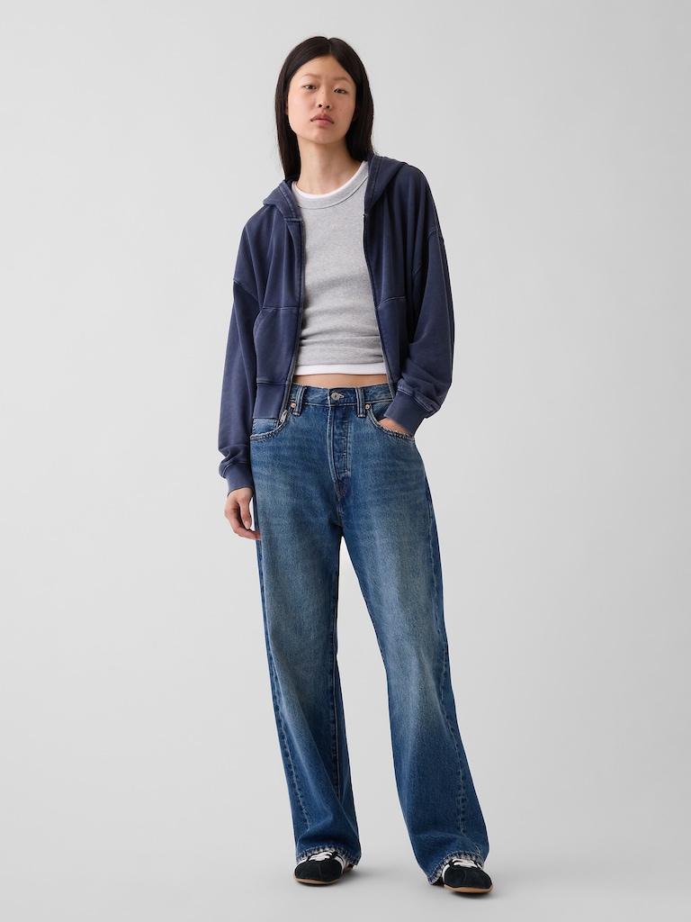 VintageSoft Terry Oversized Wedge Zip Hoodie