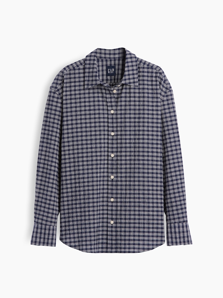 Seersucker Plaid Oversized Shirt