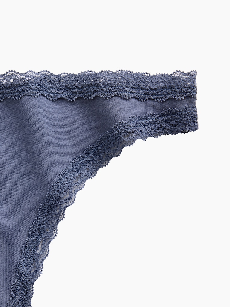MadeSoft Organic Stretch Cotton Lace-Trim Thong