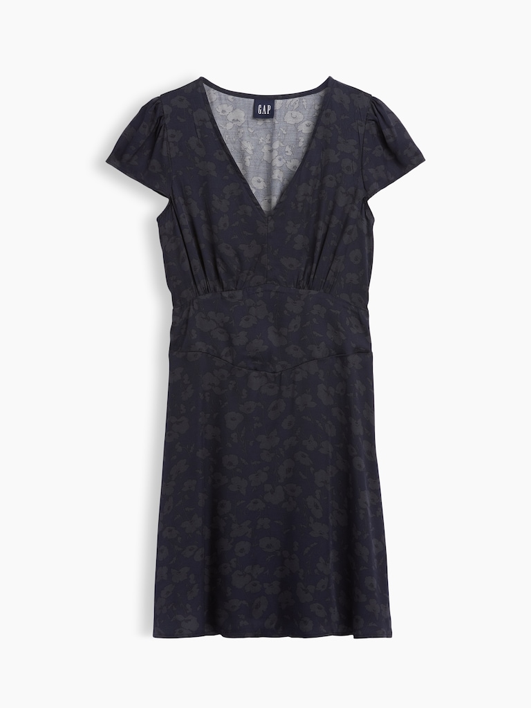 V-Neck Print Mini Dress