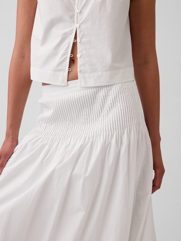 Poplin Pintuck Maxi Skirt