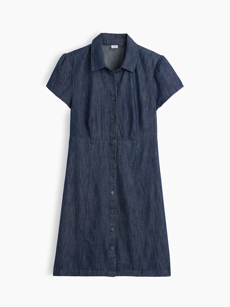 Empire-Waist Mini Shirtdress