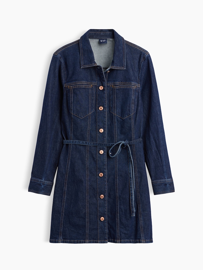 Denim Belted Mini Dress