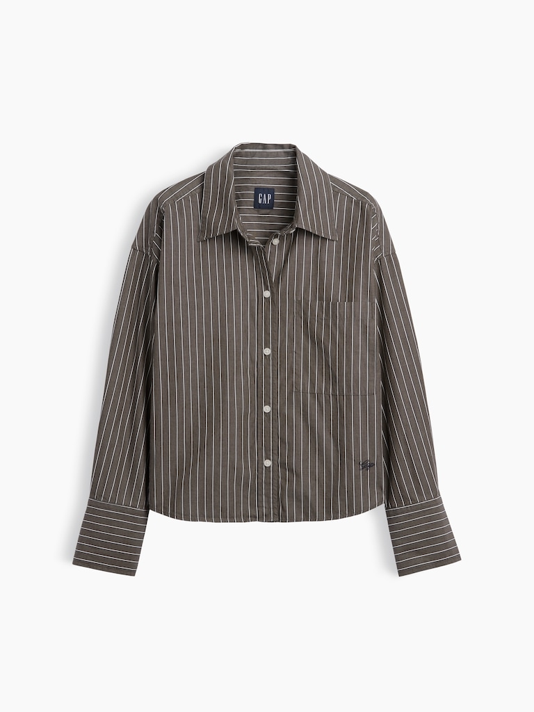 Organic Cotton Poplin Oversized Crop Shirt