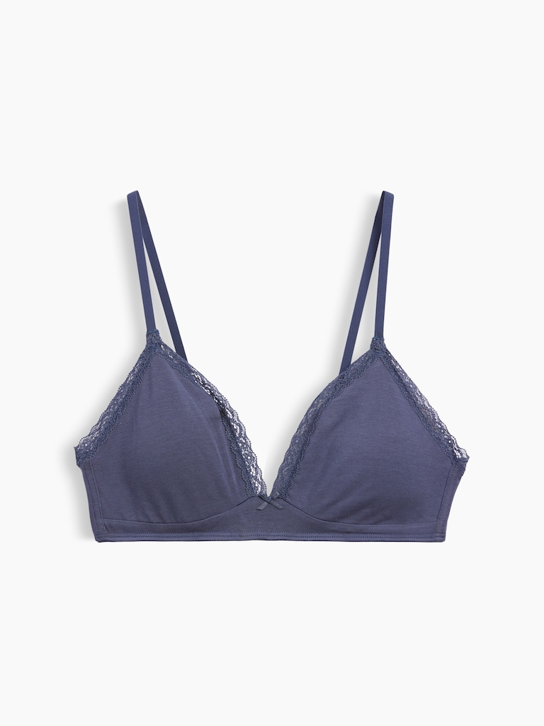 SoftMade Organic Stretch Cotton Lace-Trim Triangle Bralette