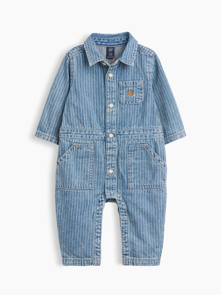 Baby Denim Stripe Utility One-Piece