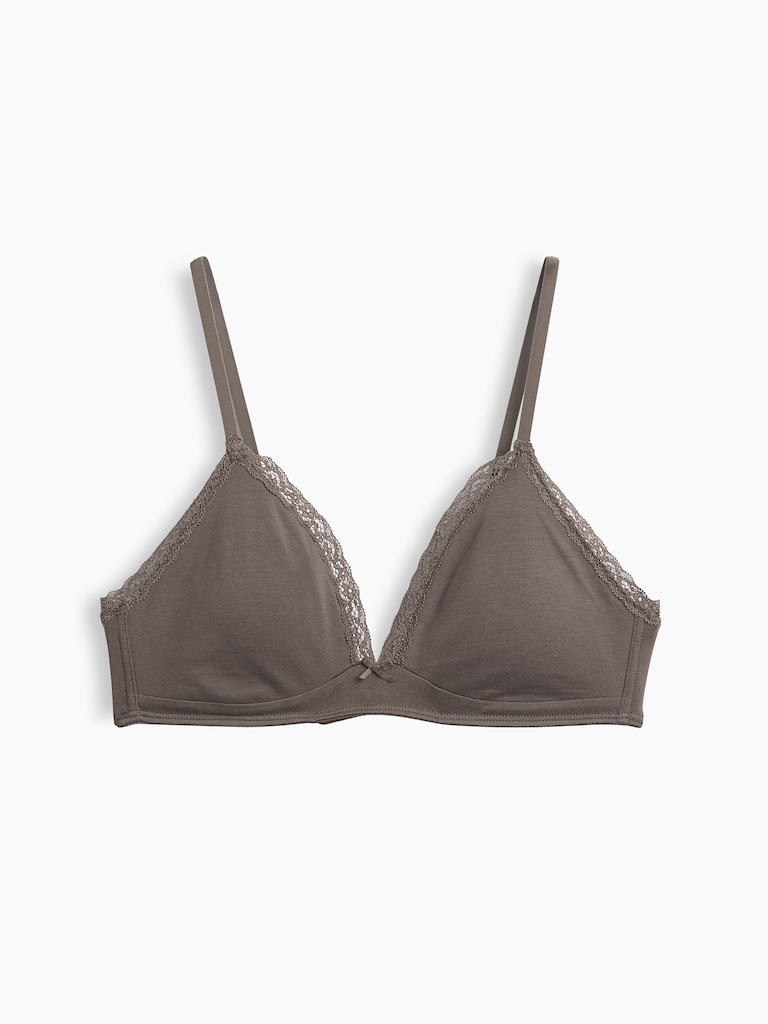 SoftMade Organic Stretch Cotton Lace-Trim Triangle Bralette