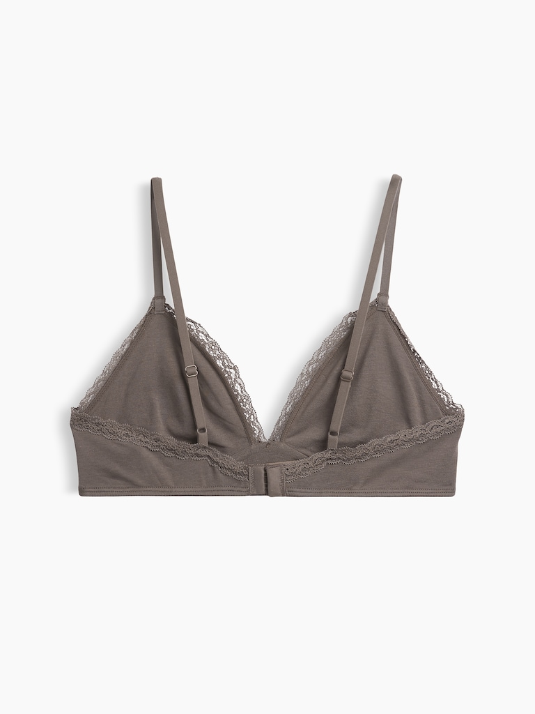 SoftMade Organic Stretch Cotton Lace-Trim Triangle Bralette