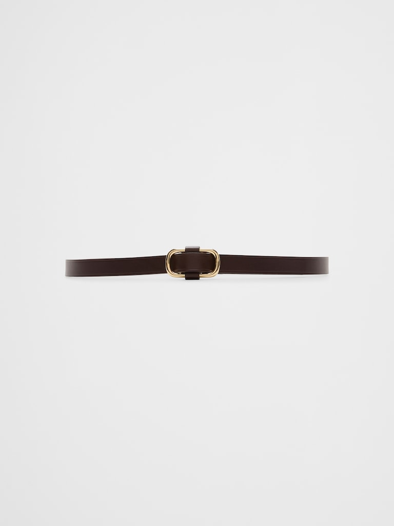 Leather Square-Slider Buckle Belt