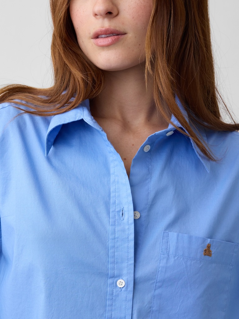 Oversized Cropped Shirt in Poplin