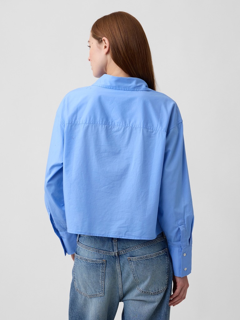 Oversized Cropped Shirt in Poplin