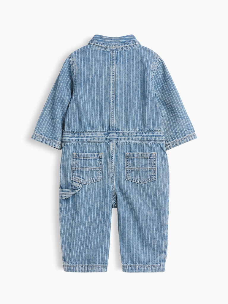 Baby Denim Stripe Utility One-Piece