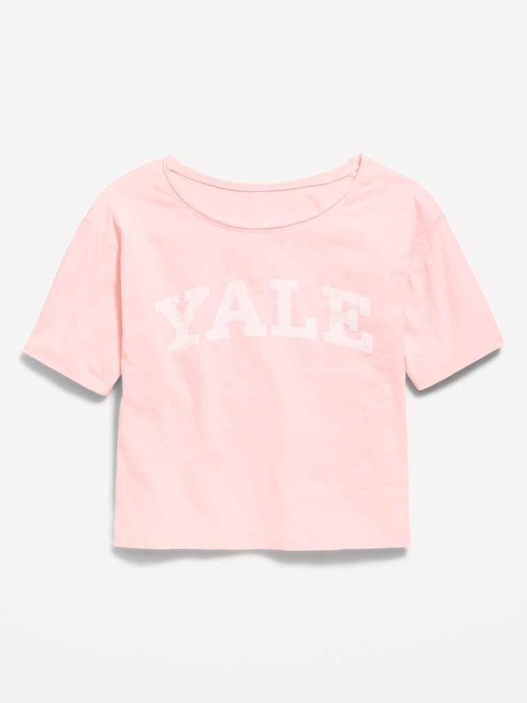 College Off-Shoulder Graphic T-Shirt for Girls