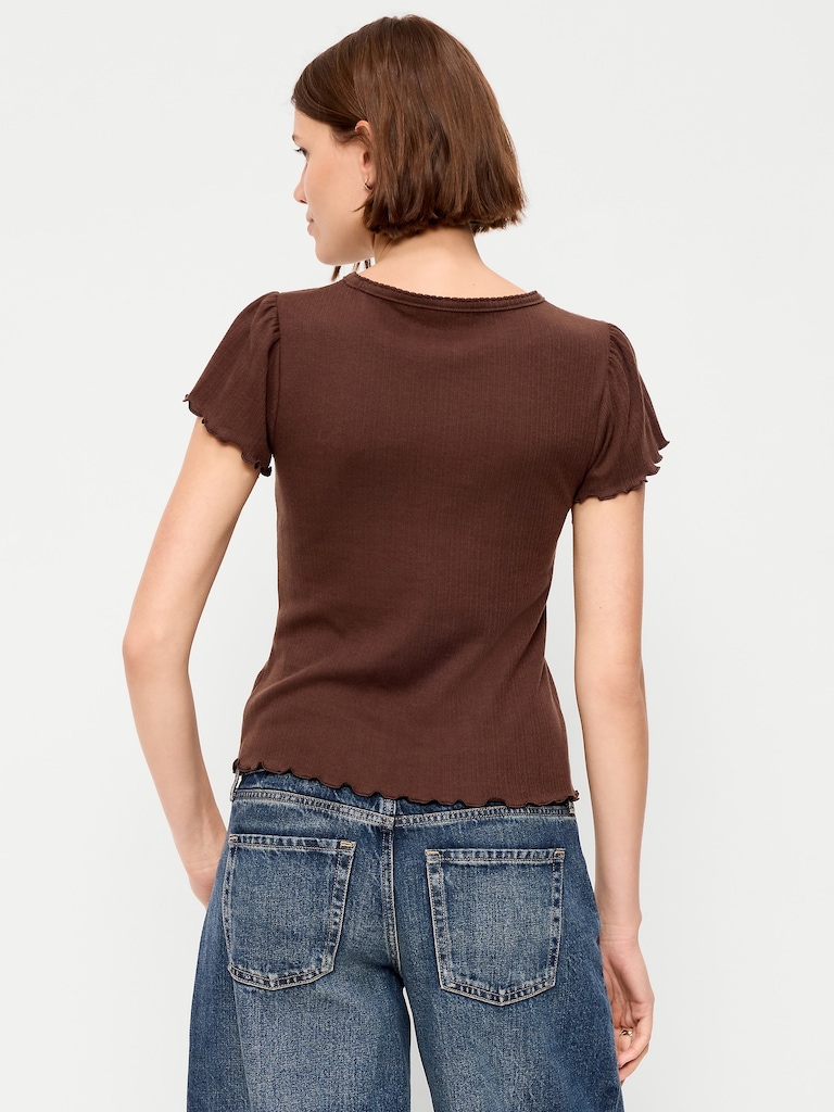 Lettuce-Edge Pointelle Top