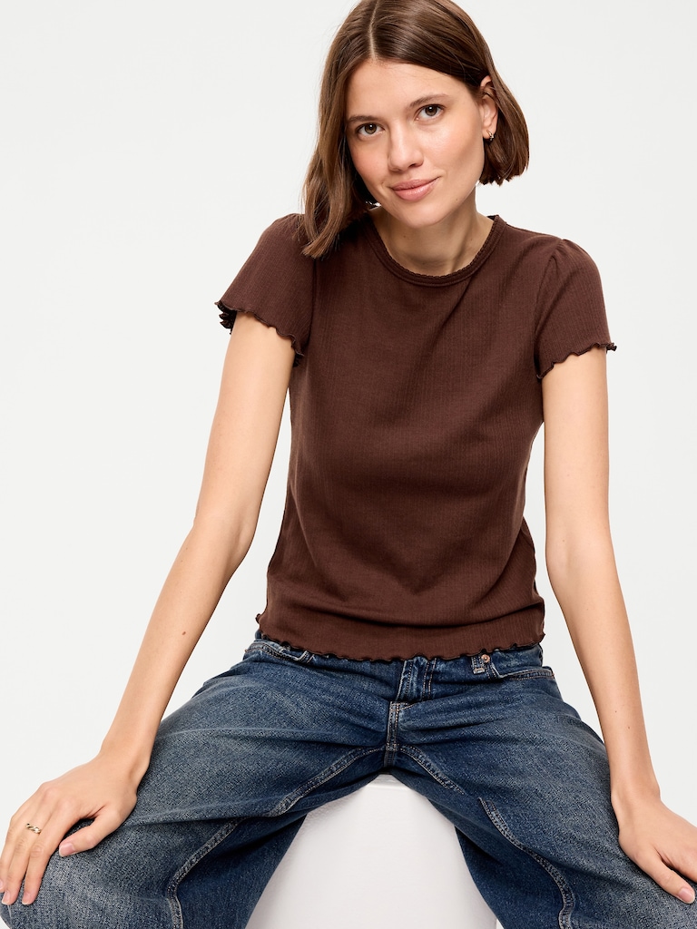 Lettuce-Edge Pointelle Top