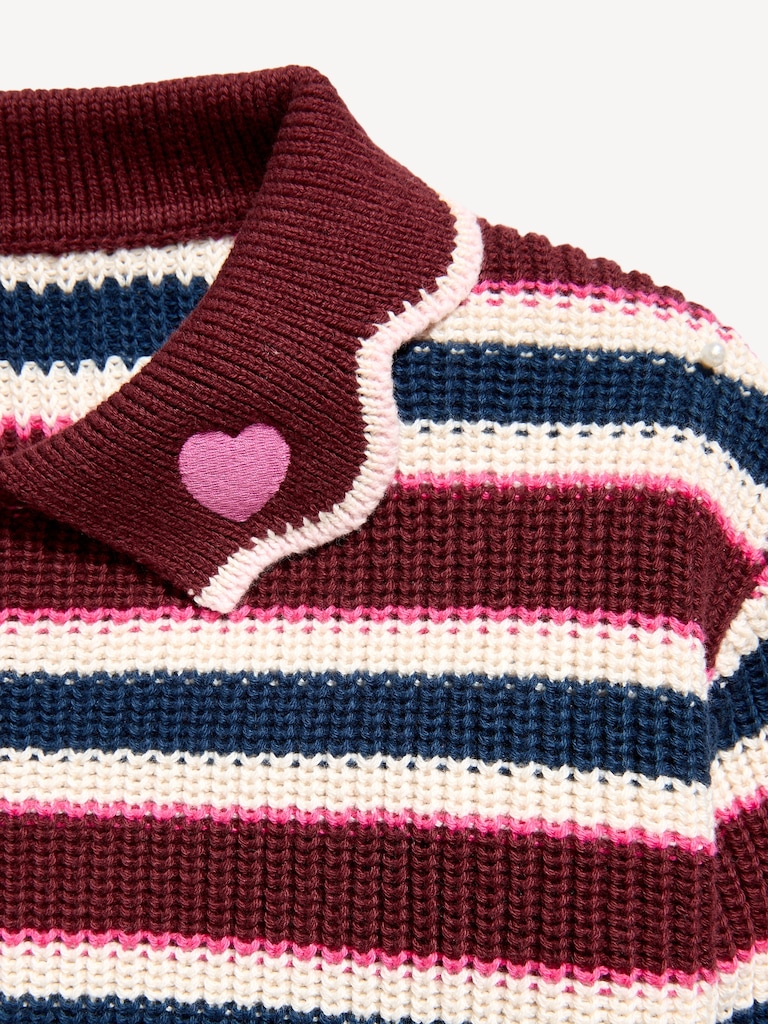 Collared Striped Sweater for Toddler Girls