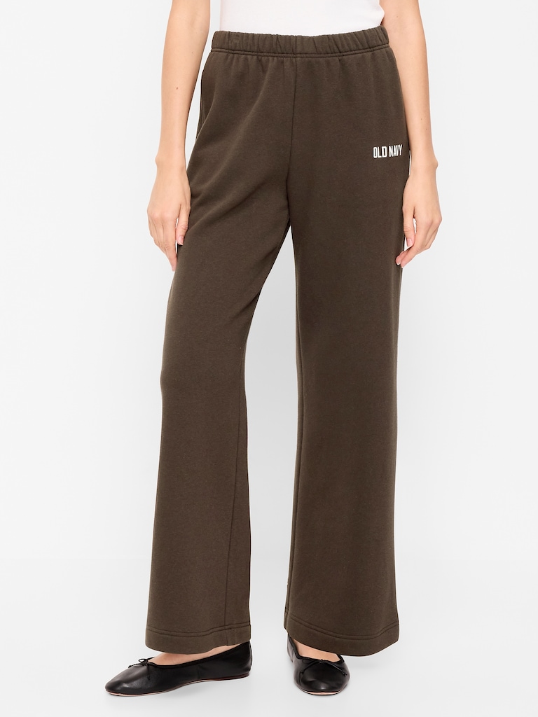 High-Waisted Fleece Wide-Leg Sweatpants
