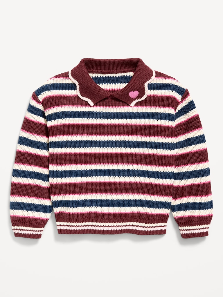 Collared Striped Sweater for Toddler Girls