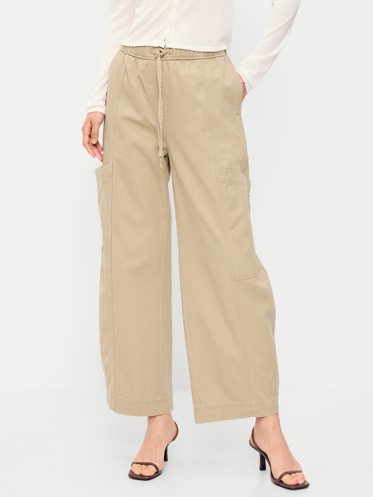Mid-Rise Pull-On Utility Pants