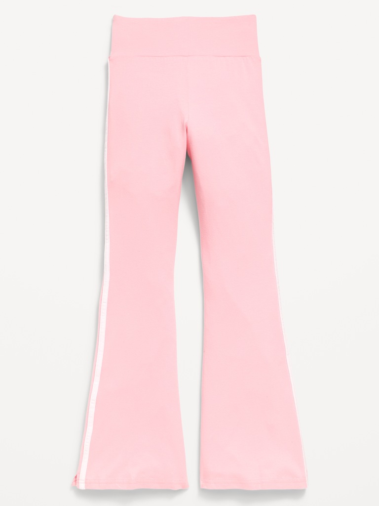 High-Waisted Side Striped Flared Leggings for Girls