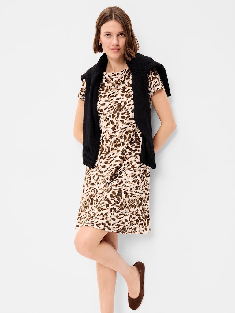 Short-Sleeve Mini Swing Dress