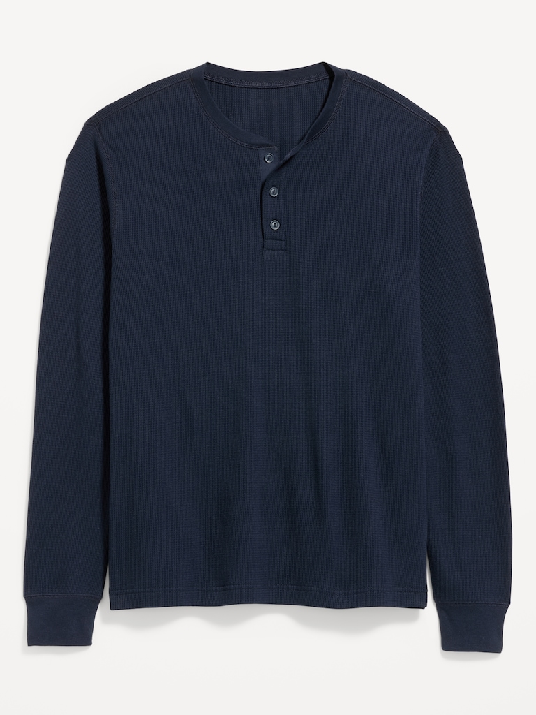Long-Sleeve Waffle Henley T-Shirt