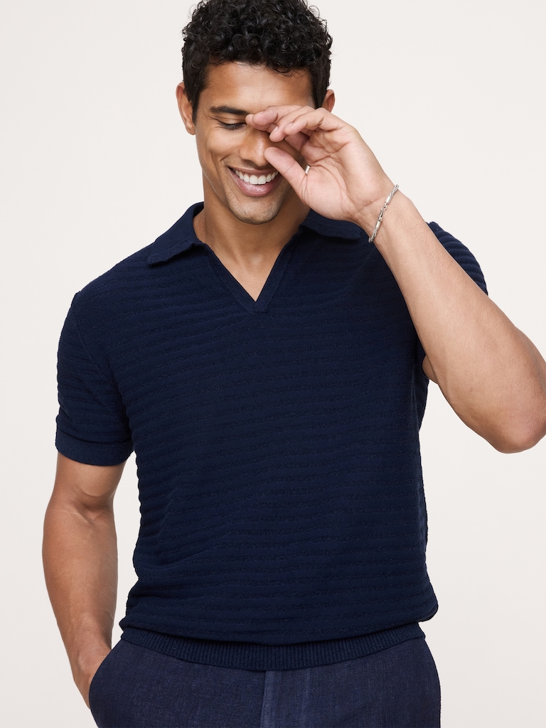 Texture Stripe Sweater Polo