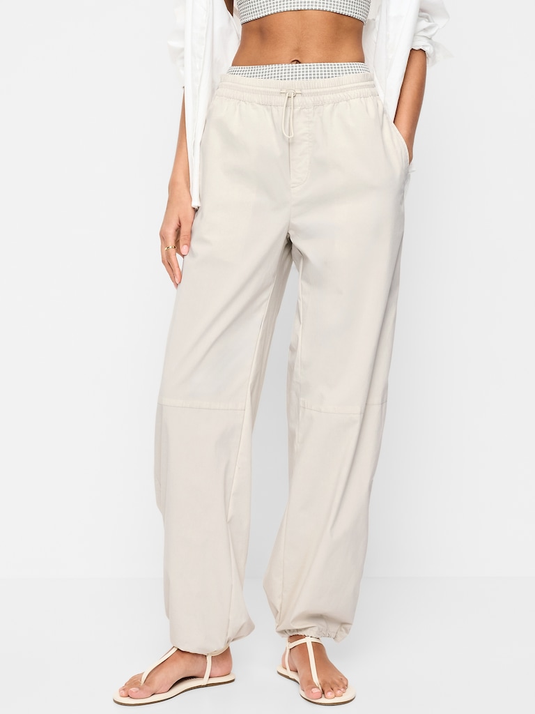 Lightweight Pull-On Poplin Balloon Pants