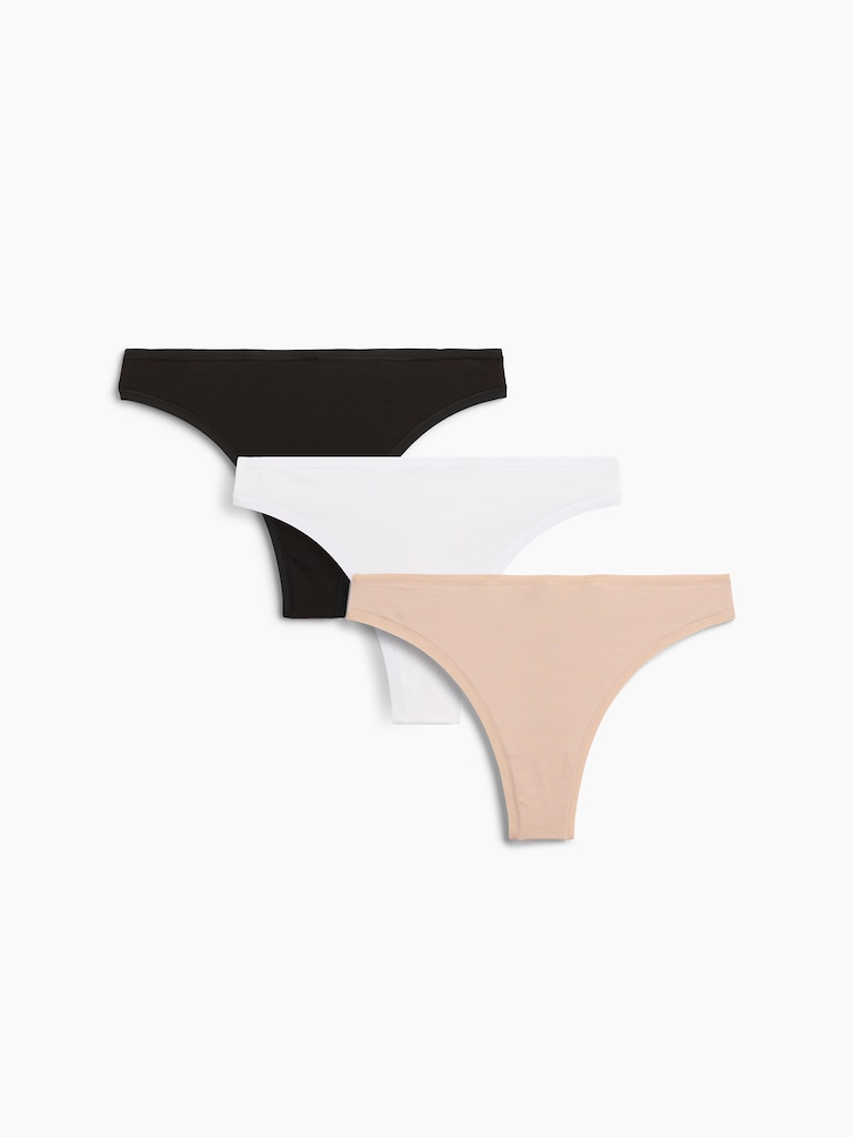 MadeSoft Organic Stretch Cotton Thong (3-Pack)