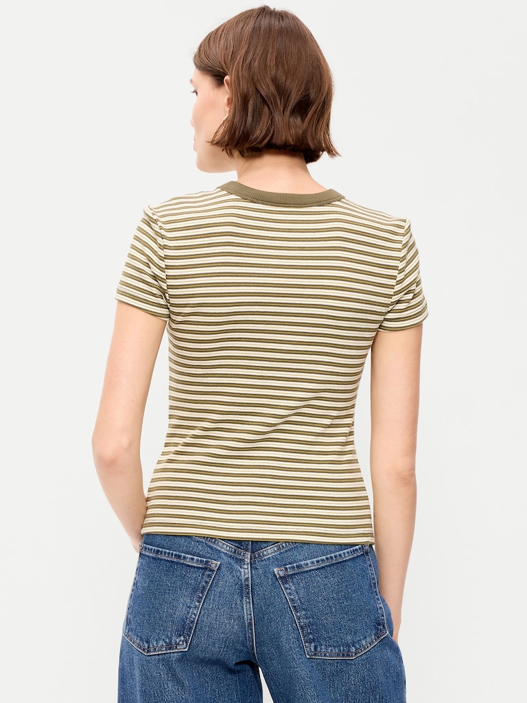 Snug Crew-Neck Ribbed T-Shirt
