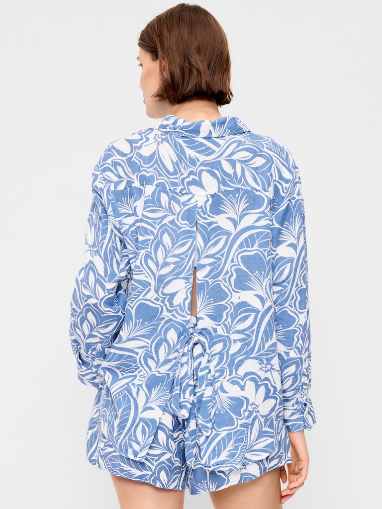 Open-Back Button-Down Shirt