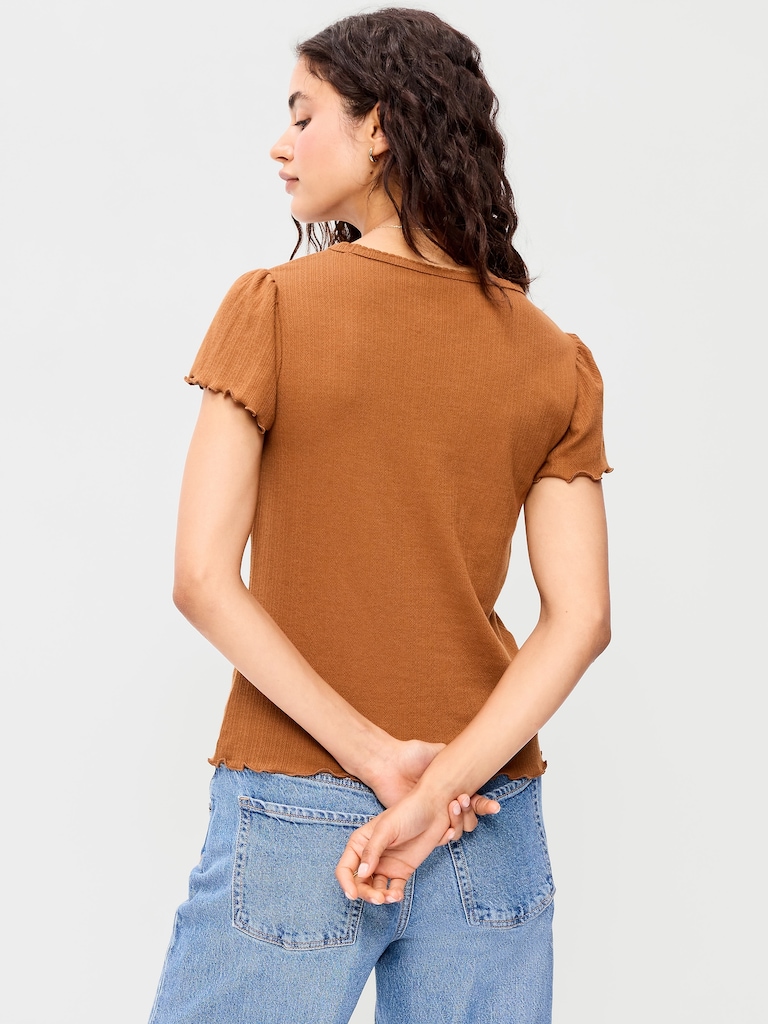 Lettuce-Edge Pointelle Top