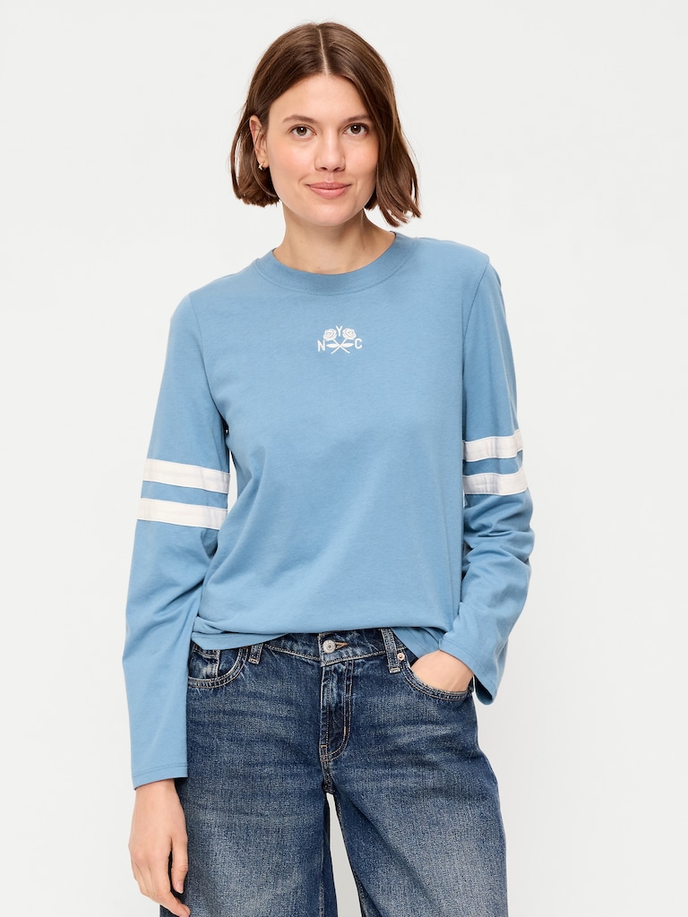 T-shirt passe-partout à imprimé à manches longues