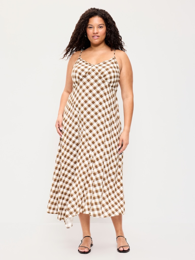 Fit & Flare Tie-Back Asymmetrical Midi Dress